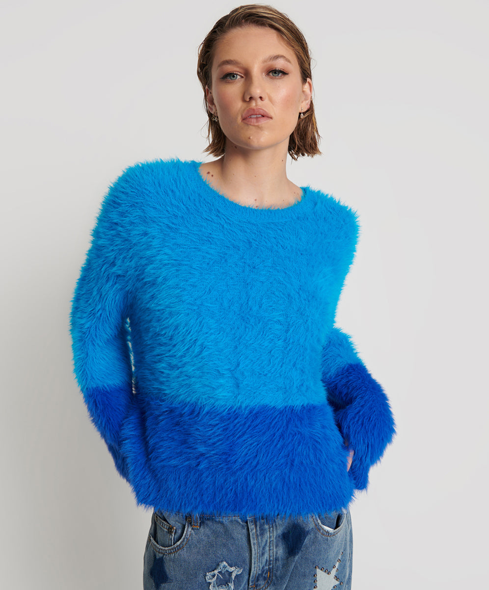 Products FLUFFY COLOUR BLOCKED SWEATER