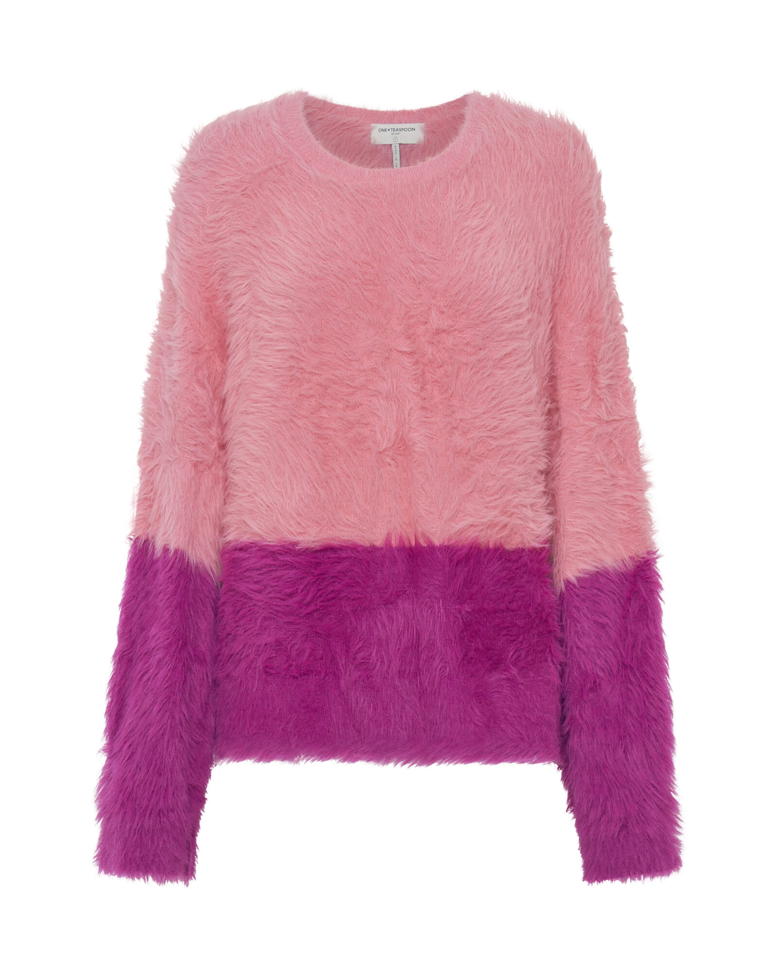 新品✨kone モヘア 2-tone pullover ピンク・ブルー✨ Fluffy Colour Block Sweater - Pink | One Teaspoon