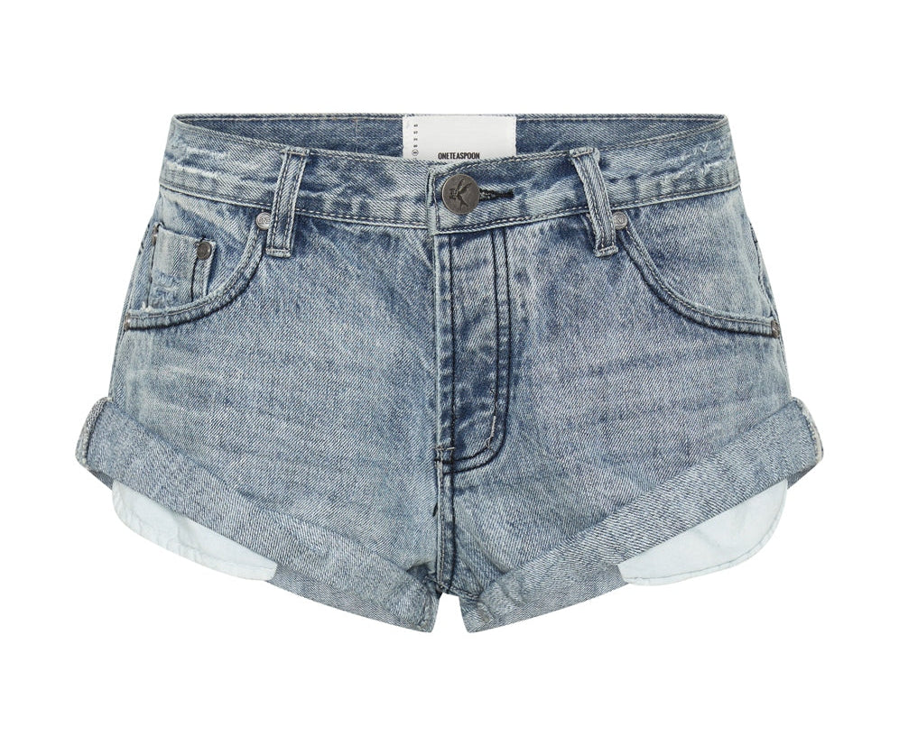 SALTY DOG BANDITS LOW WAIST DENIM SHORTS BLUE