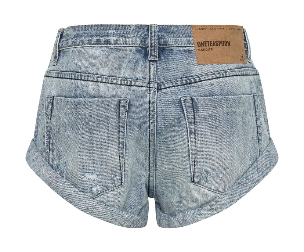 SALTY DOG BANDITS LOW WAIST DENIM SHORTS BLUE