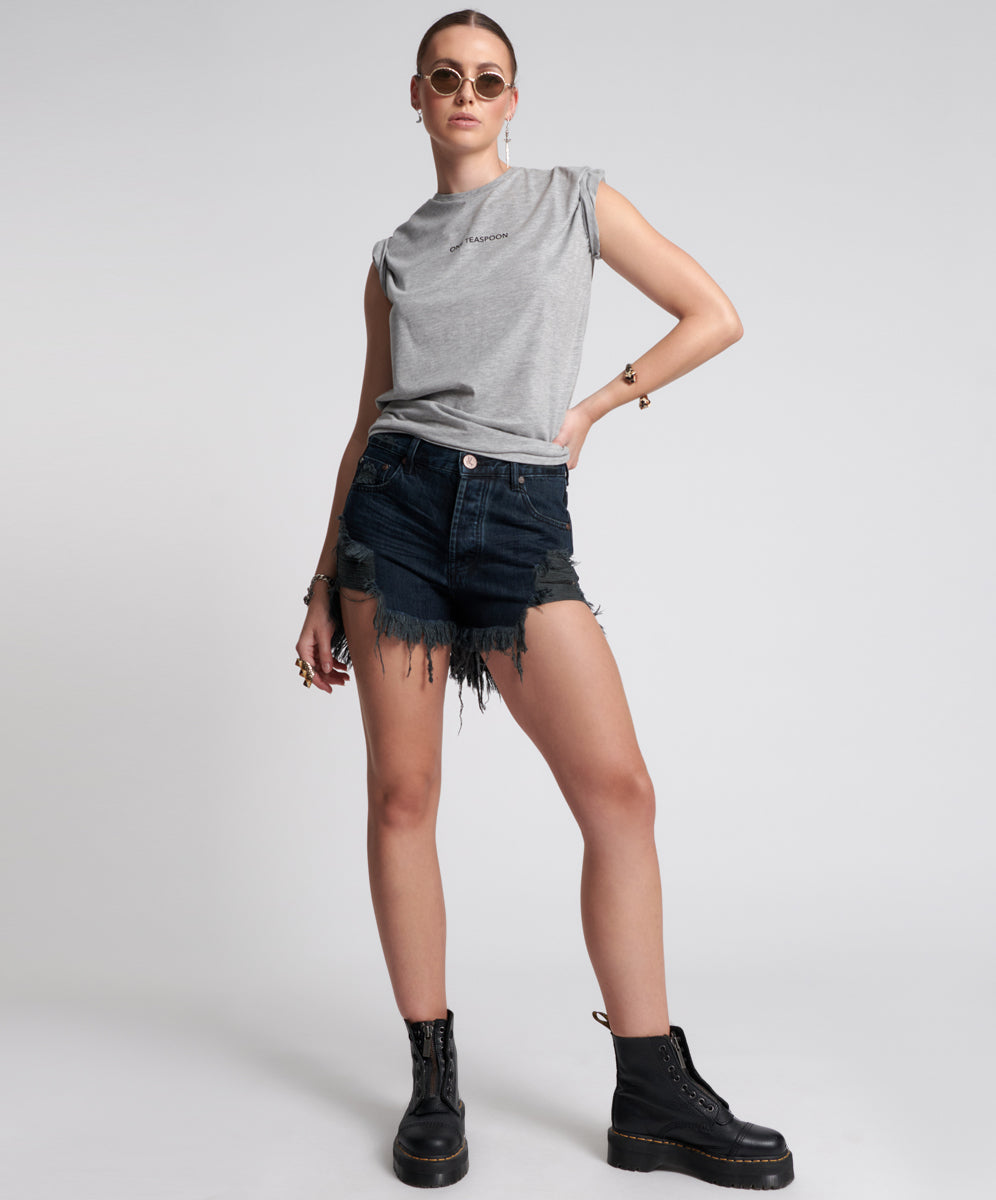Products Outlaws Low Waist Mid Length Denim Shorts - Fox Black