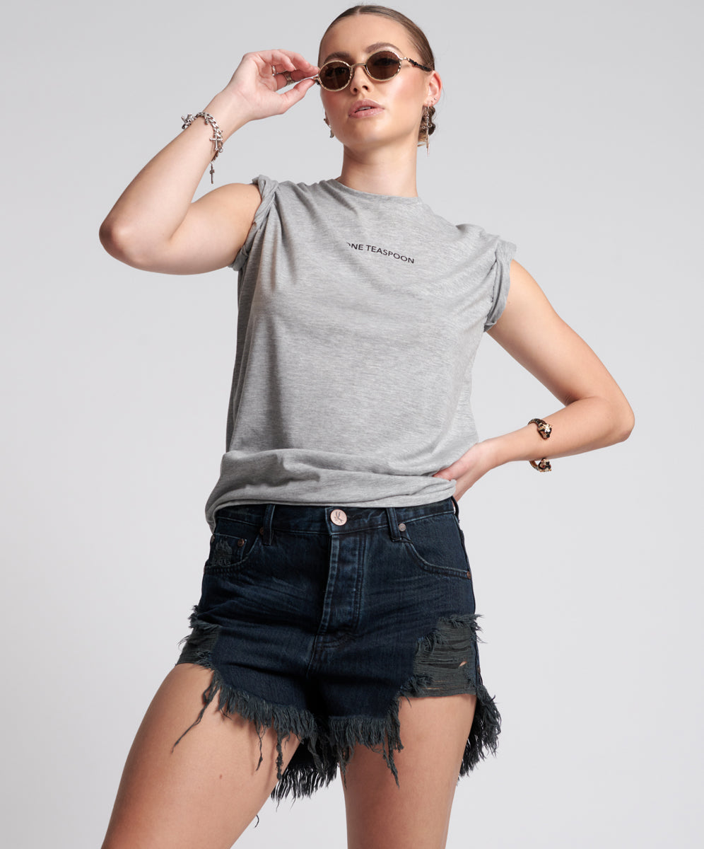 Products Outlaws Low Waist Mid Length Denim Shorts - Fox Black