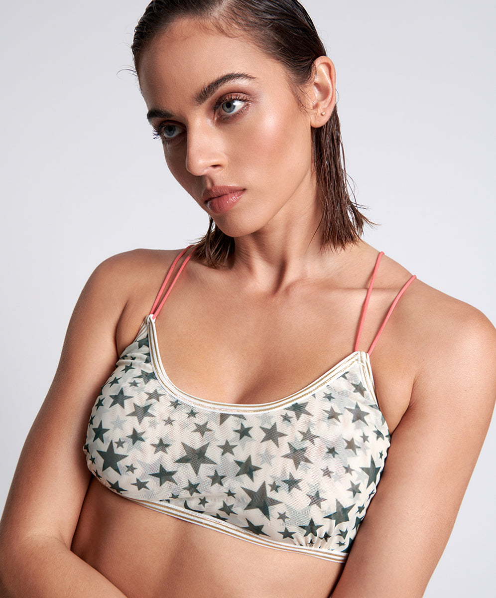 Products Lola Mesh Bralette - Khaki Star