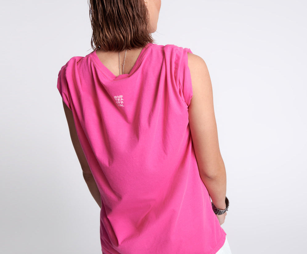 ORGANIC FLURO PINK ONETEASPOON LOGO UNISEX TEE