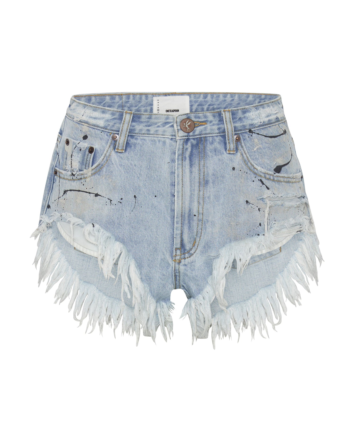 Tornado Rollers Low Waist Denim Shorts - Fleetwood Blue Painted Artiste