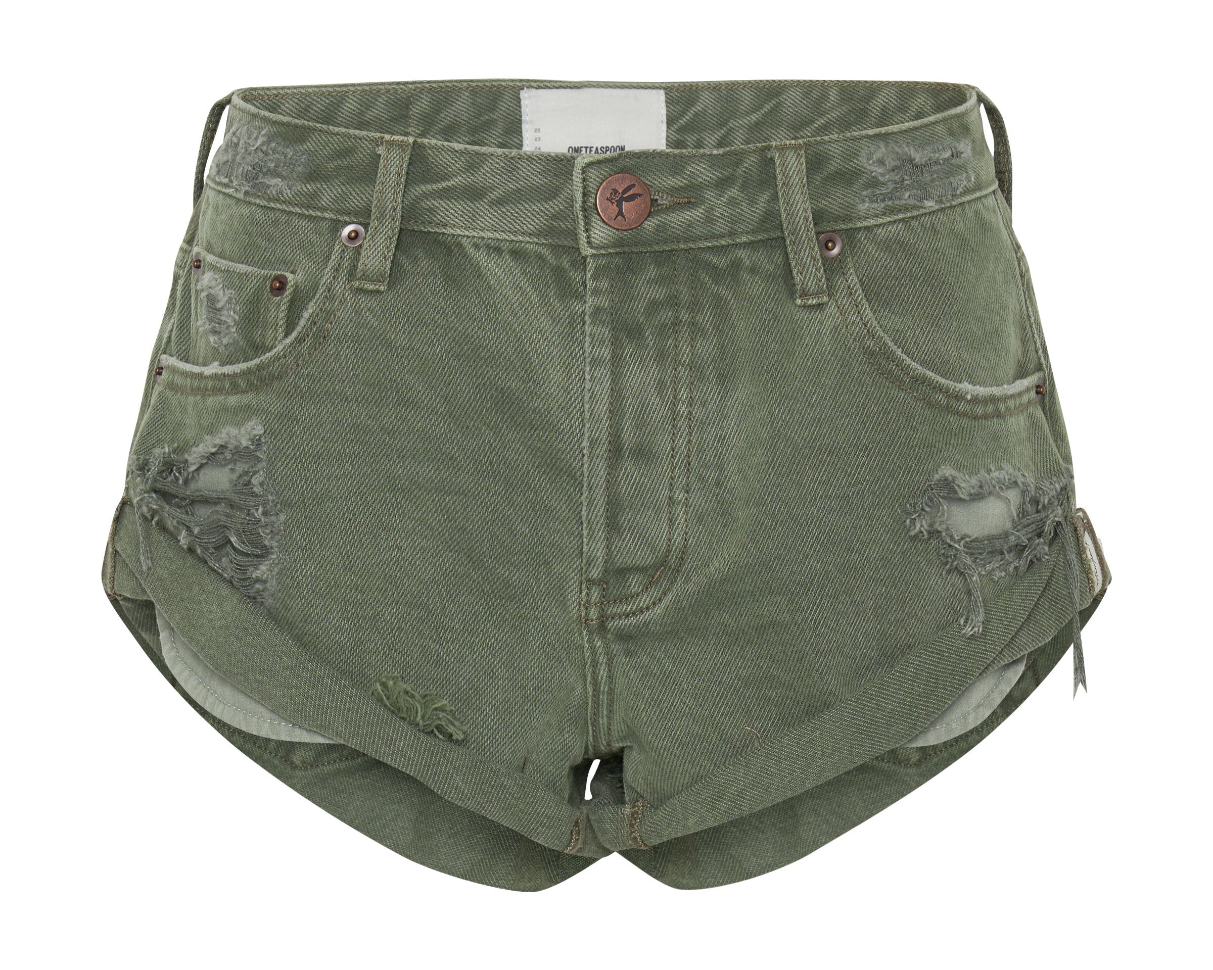 MILITARY KHAKI BANDIT LOW WAIST SHORTS