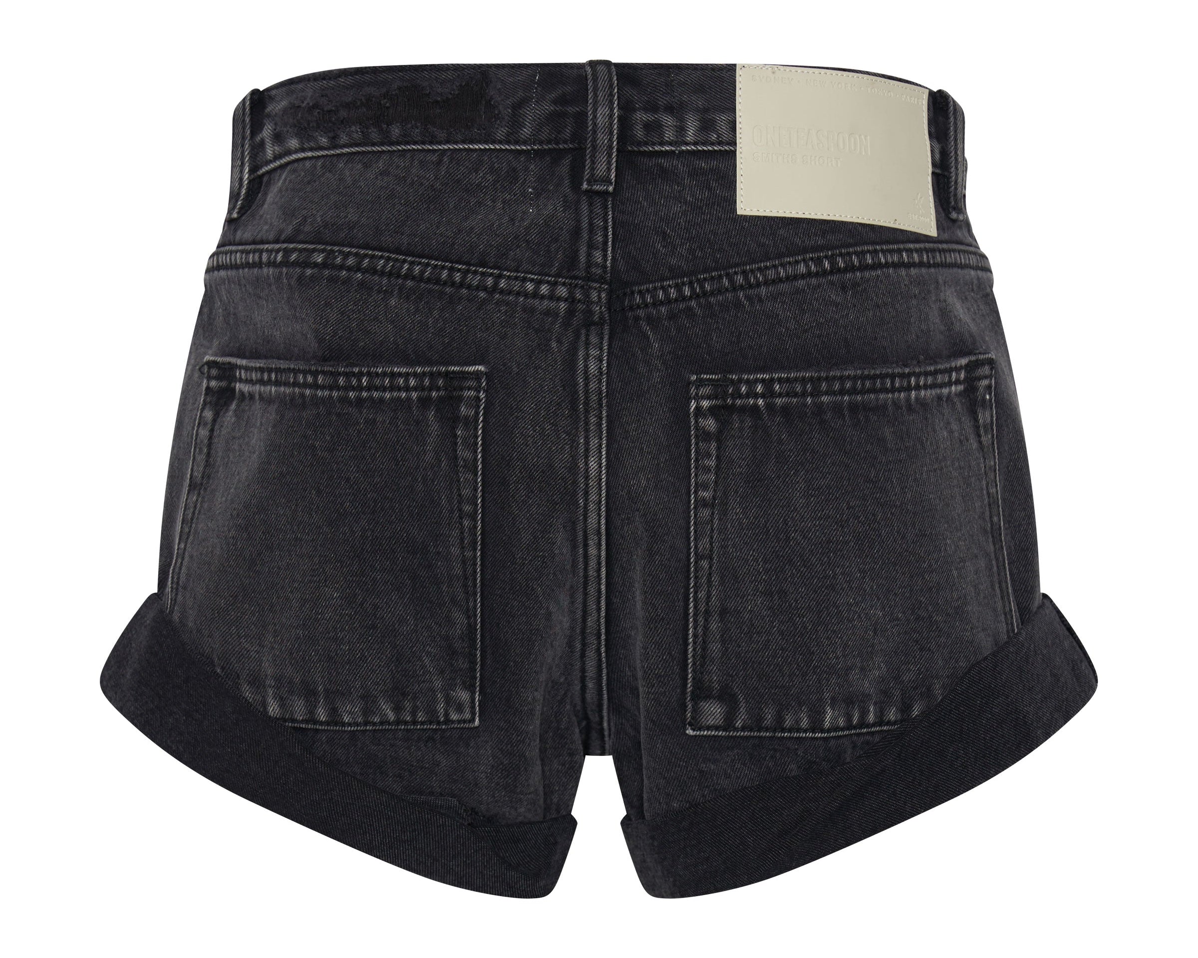FADED BLACK SMITHS TAILORED LOW WAIST DENIM SHORTS