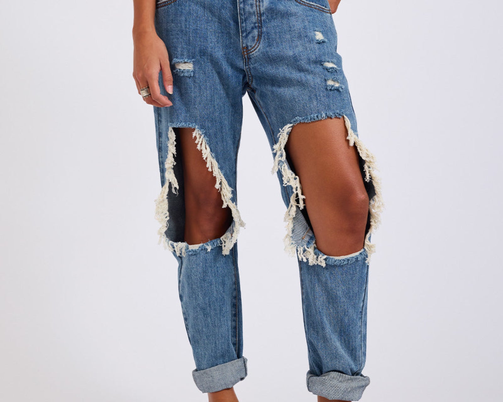 Saints Low Waist Boyfriend Denim Jeans - Johnny Blue