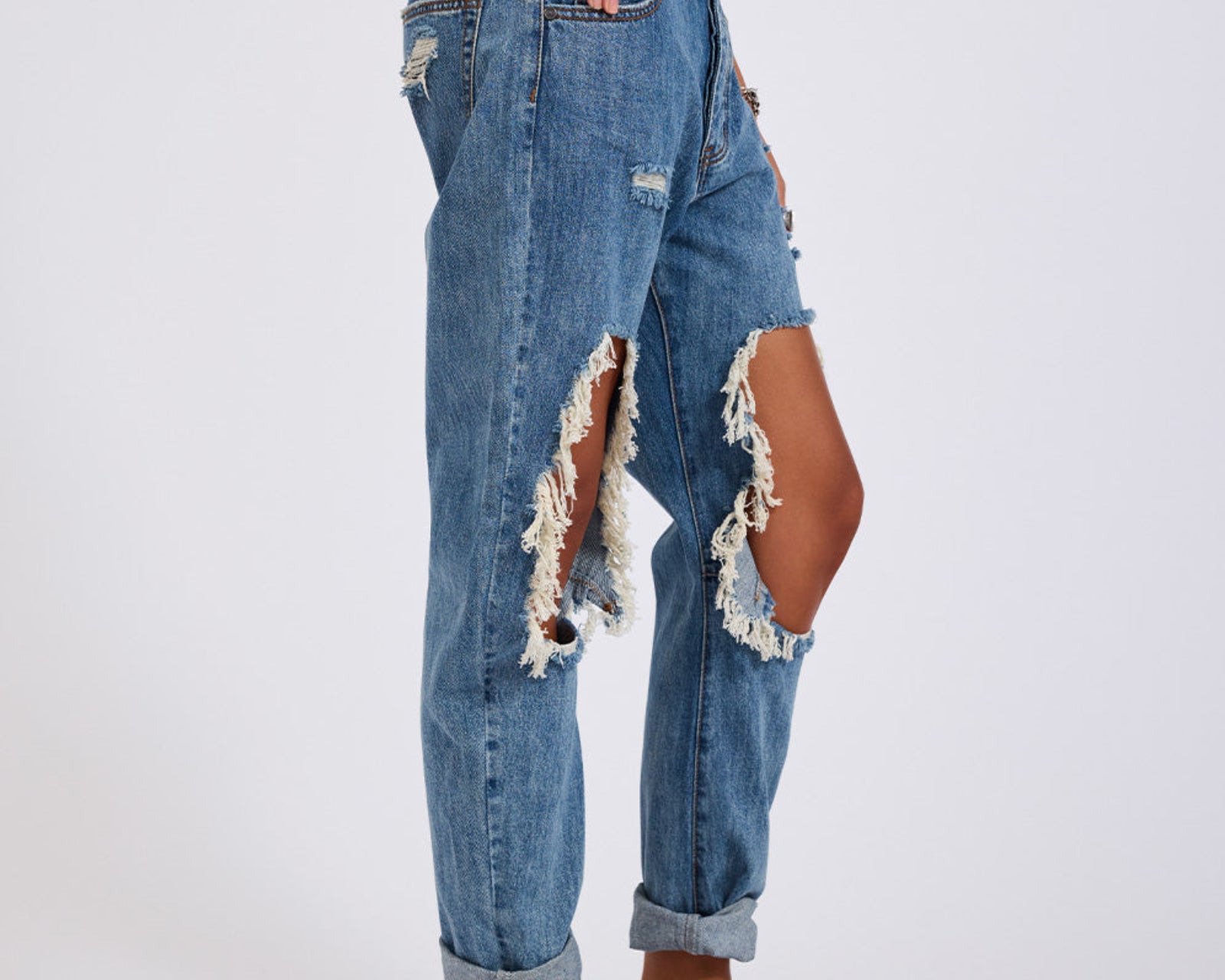 Saints Low Waist Boyfriend Denim Jeans - Johnny Blue