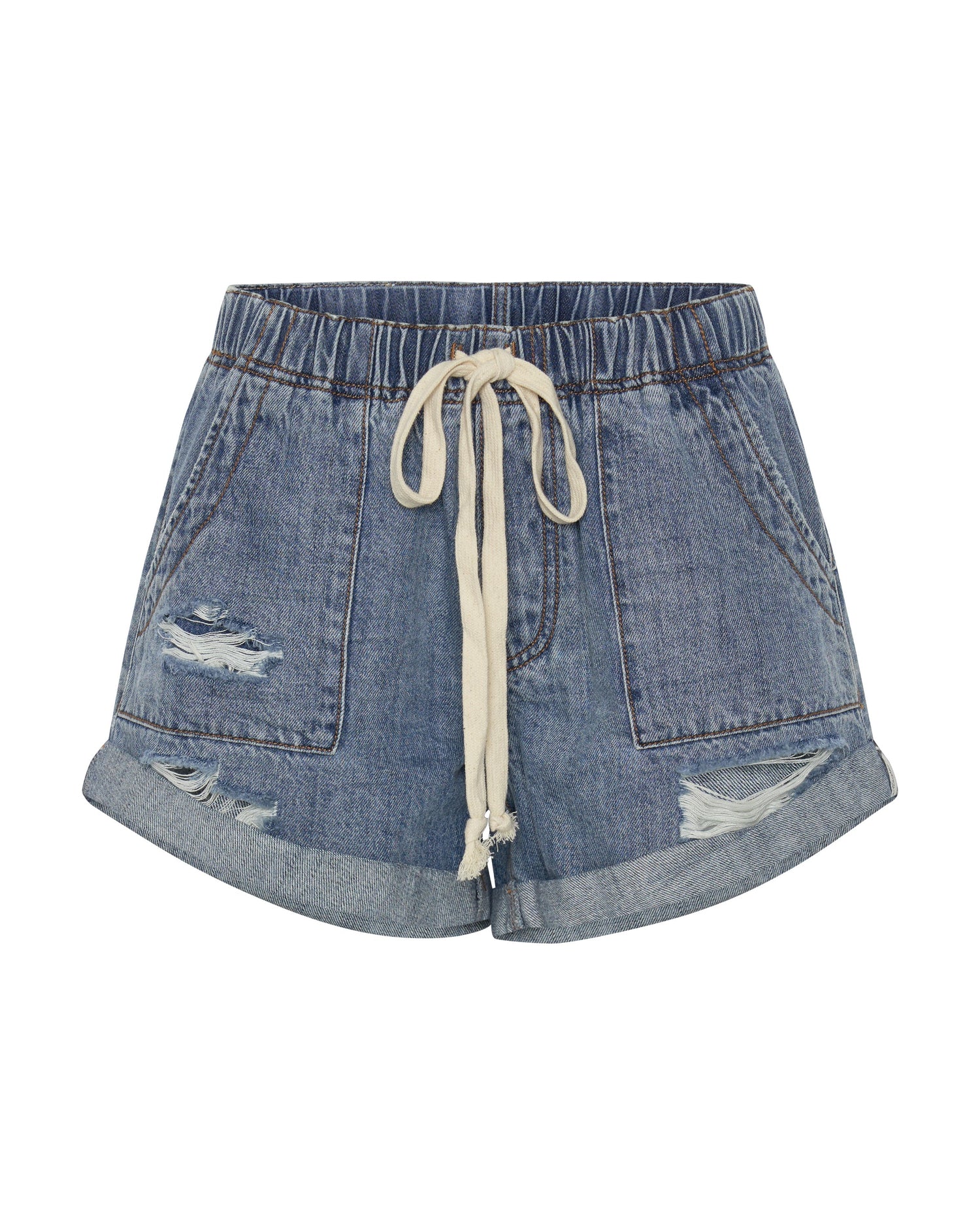 Products JOHNNY BLUE SHABBY BANDIT DRAWSTRING BOYFRIEND SHORTS