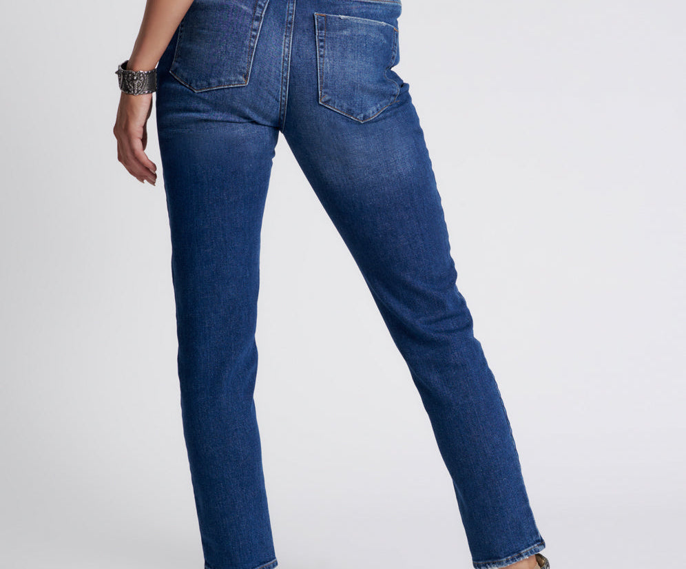 Legends High Waist Mom Fit Denim Jeans - Power Blue