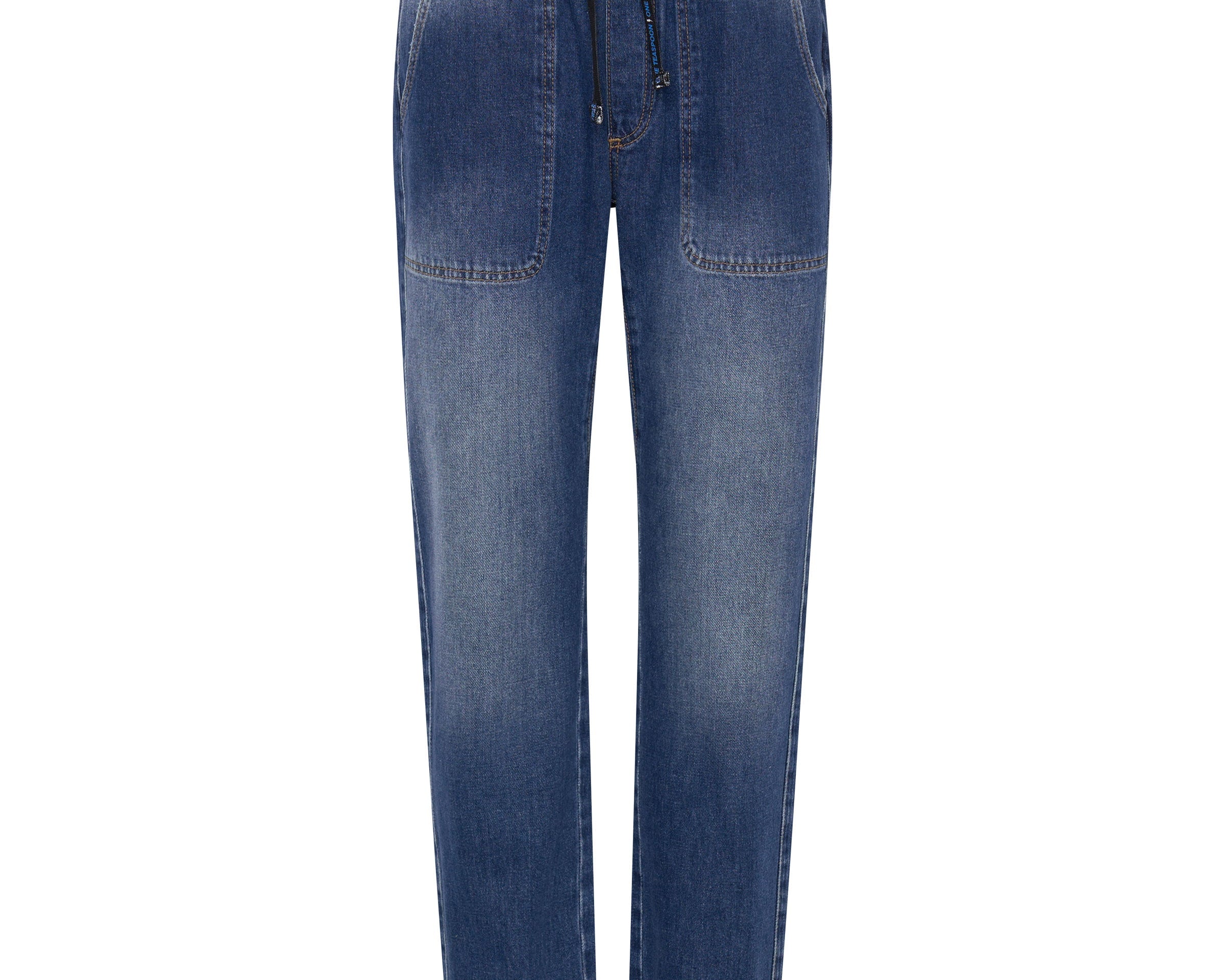 LUXE POWER BLUE SHABBIES DRAWSTRING BOYFRIEND JEANS