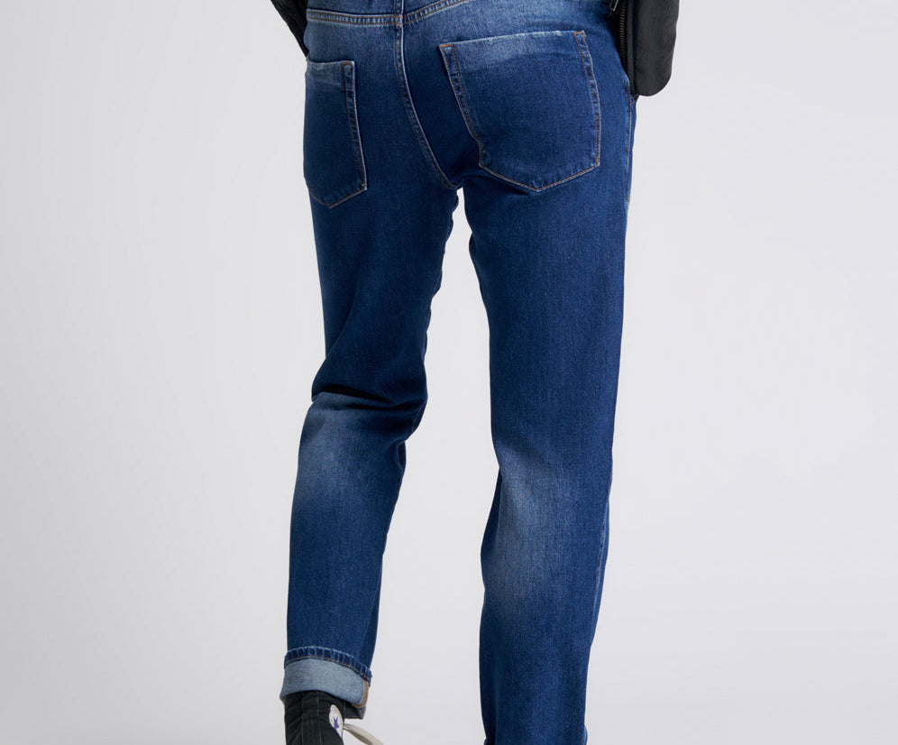 Shabbies Low Waist Drawstring Boyfriend Denim Jeans - Power Blue