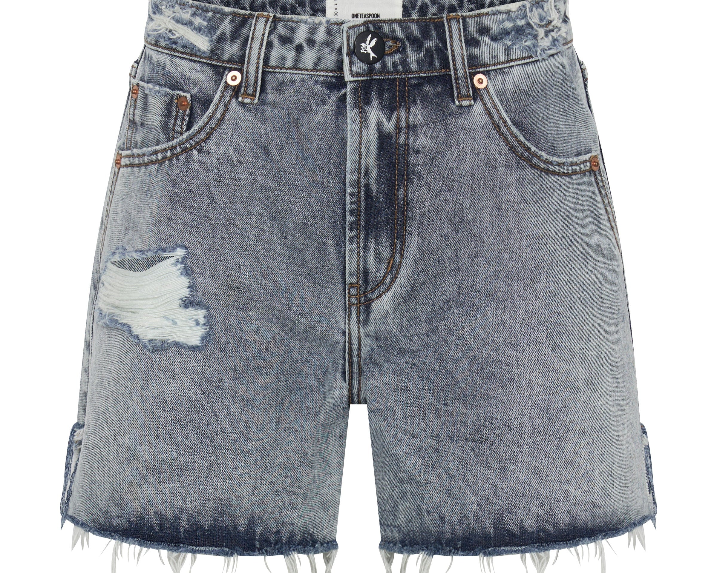 Legends High Waist Mom Fit Denim Shorts - Blue Blossom