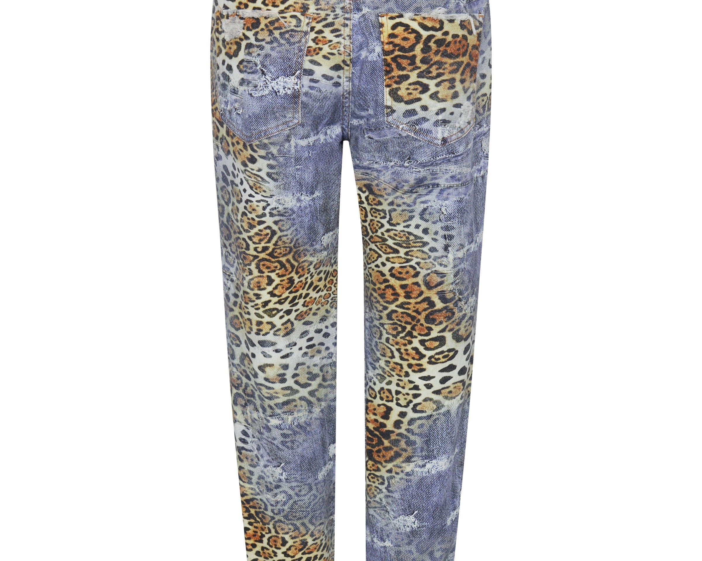 Truckers Mid Waist Straight Leg Denim Jeans - Leoparty