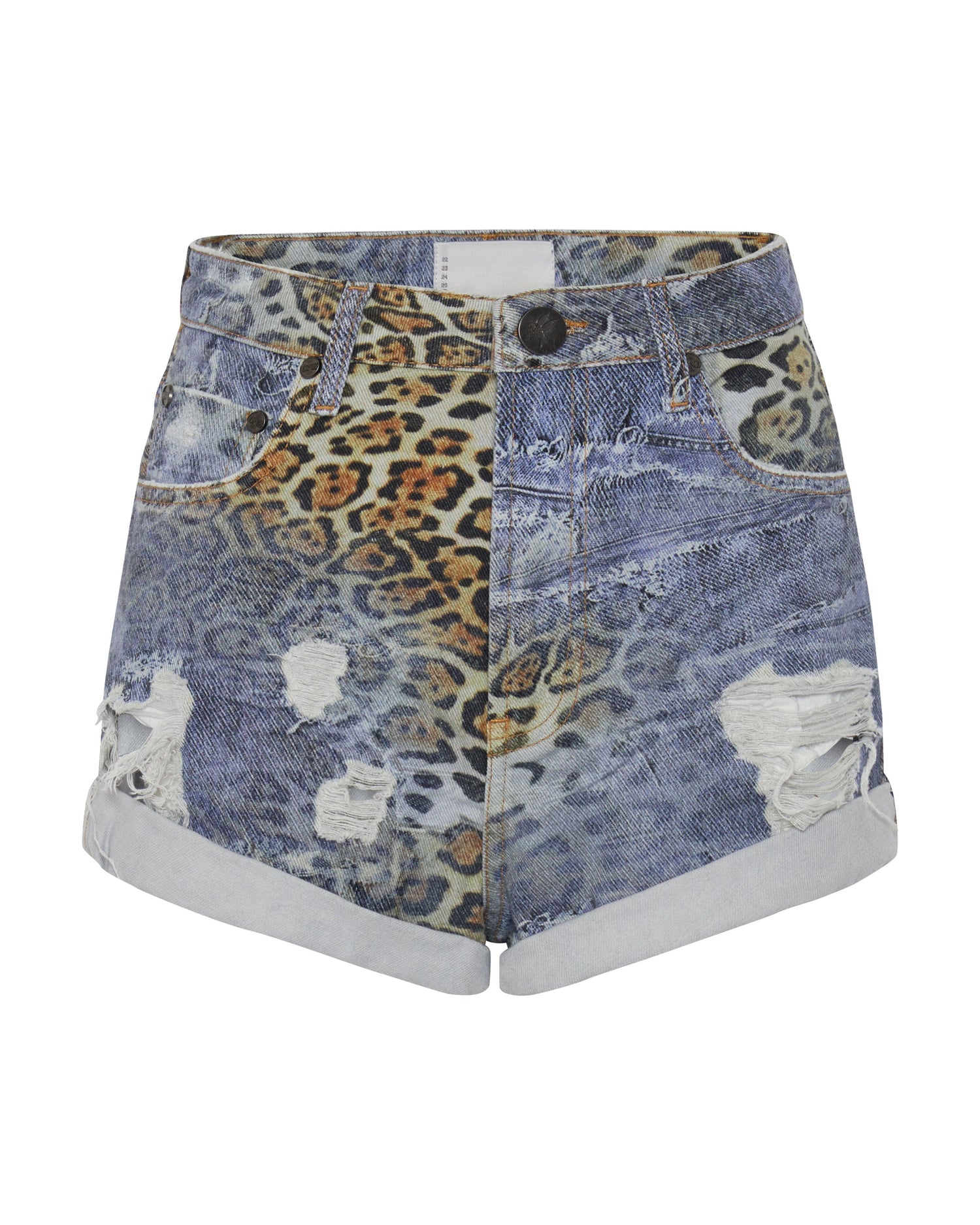Products Bandits High Waist Denim Shorts - Leoparty Leopard Print