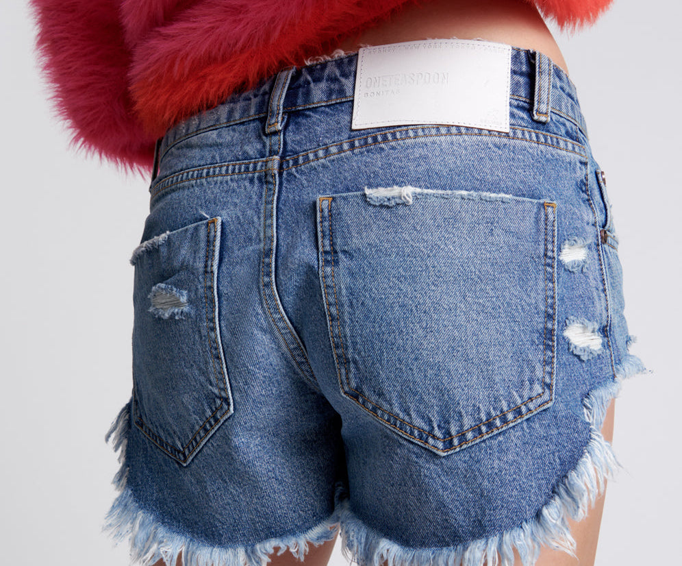 ROSEWOOD BONITA LOW WAIST DENIM SHORTS