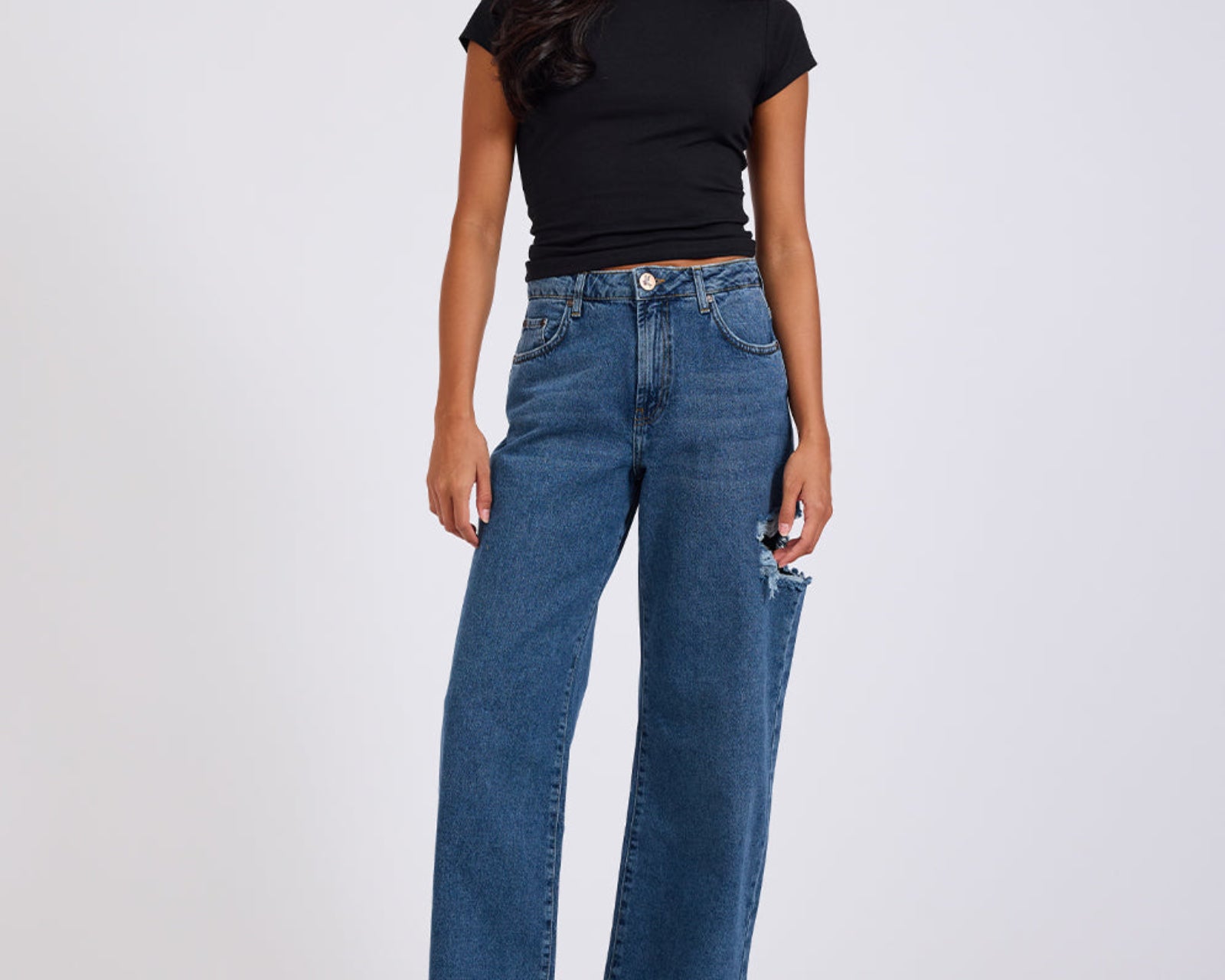 Jackson Mid Waist Wide Leg Denim Jeans - Rosewood