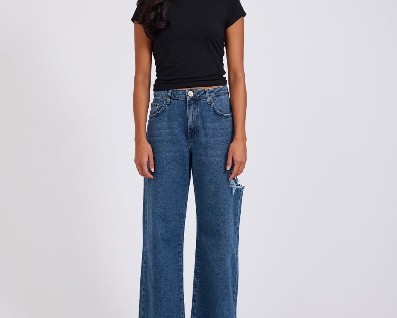 Jackson Mid Waist Wide Leg Denim Jeans - Rosewood