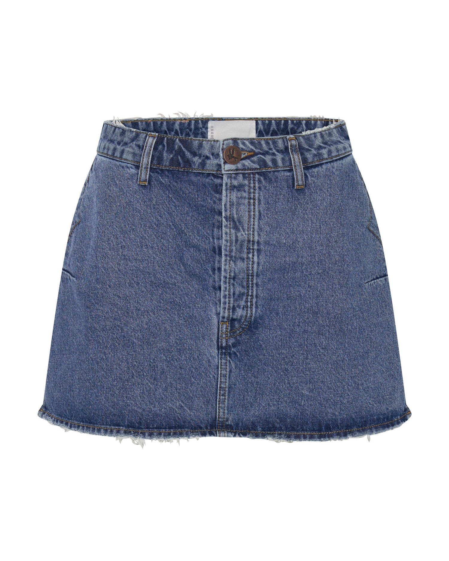 Last Stock ROSEWOOD VANGUARD MID RISE RELAXED DENIM MINI SKIRT