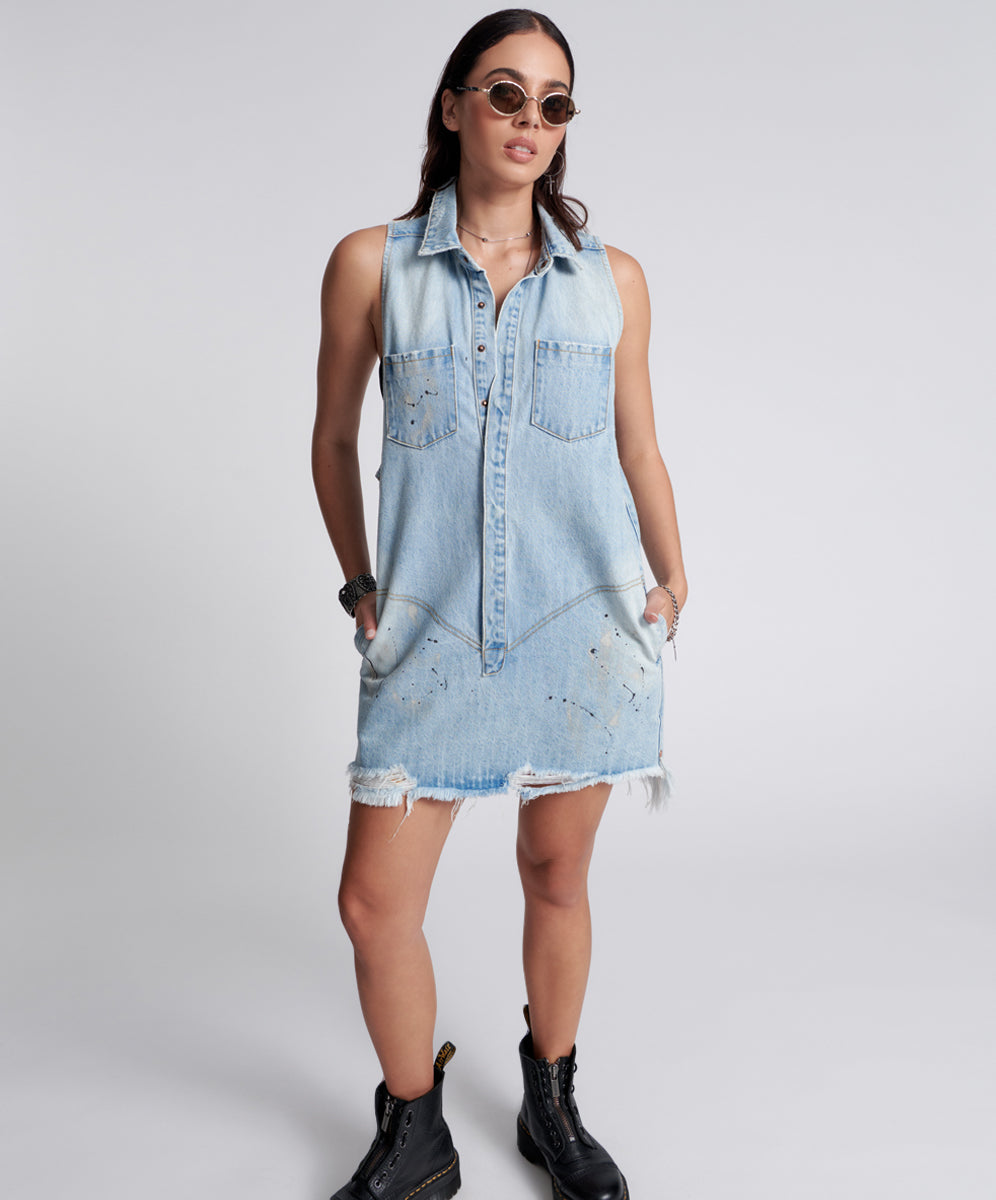 Products Braxton Mini Denim Dress - Fleetwood Artiste