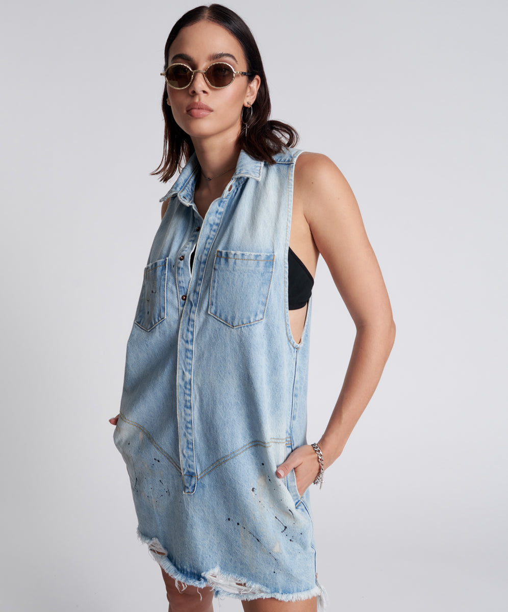 Products Braxton Mini Denim Dress - Fleetwood Artiste