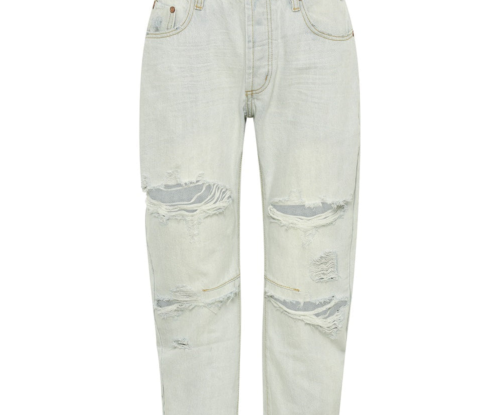 Saints Low Waist Boyfriend Denim Jeans - Brando Blue