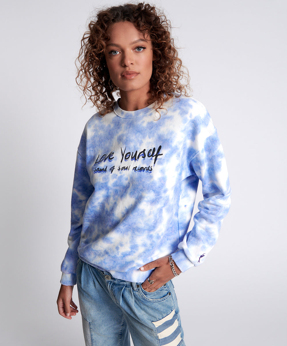 Products LOVE YOURSELF SOS TIE DYE SWEATER