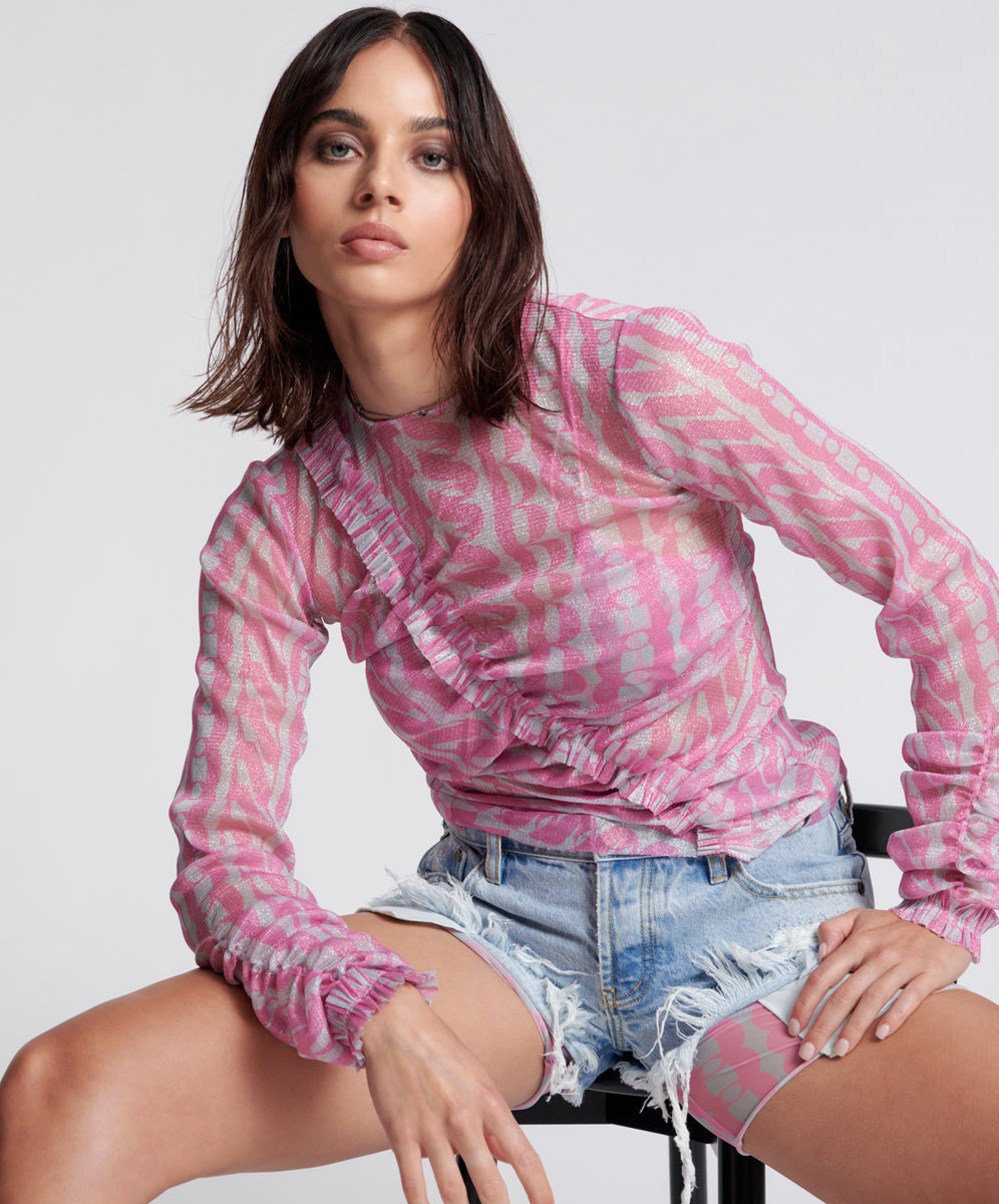 Products ON REPEAT LUREX PARTY LONGSLEEVE TOP