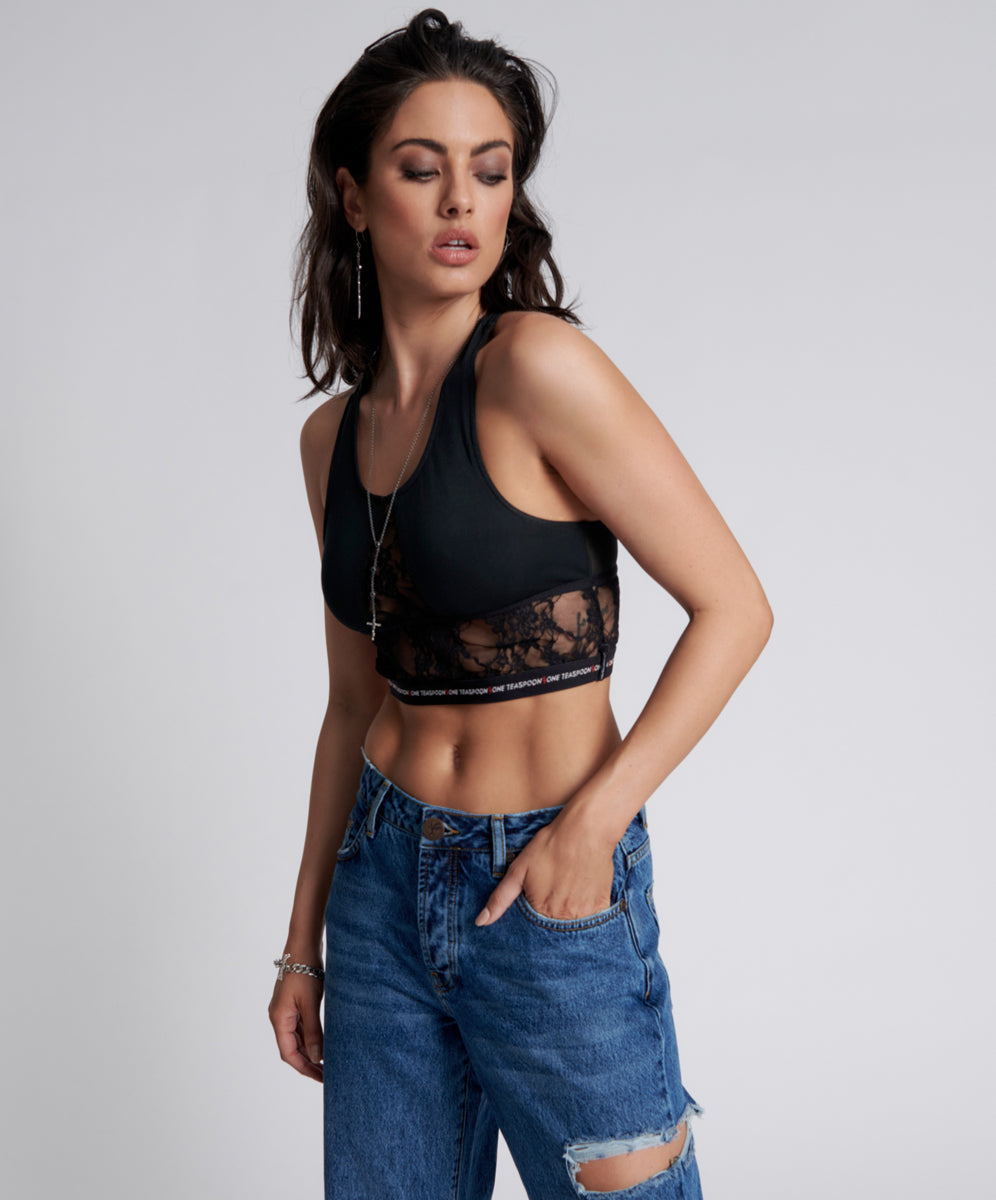 Products LULU MESH AND LACE TANK