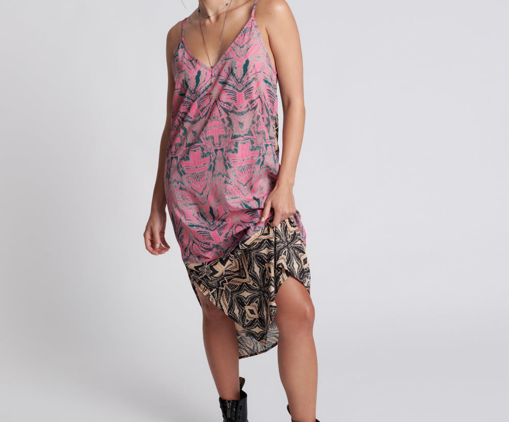 KALEIDOSCOPE LONG SLIP DRESS
