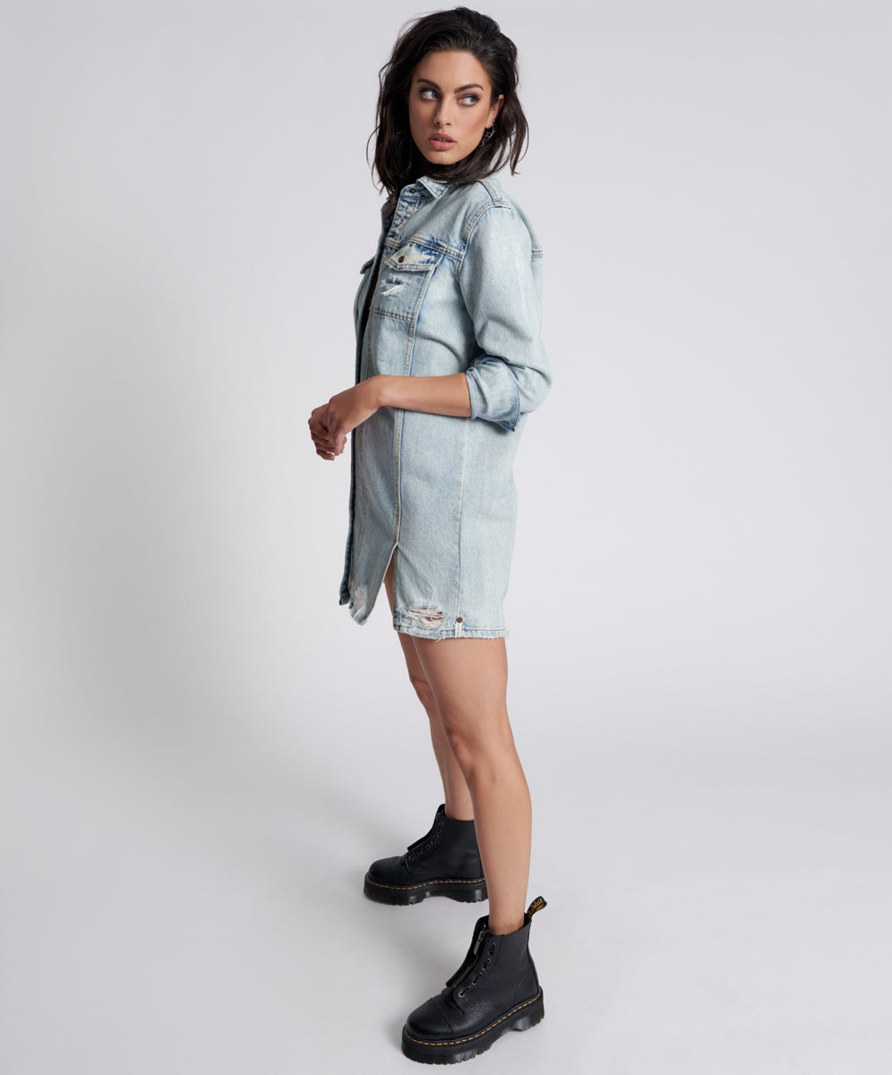 Products KANSAS BLUE TRUCKER SHIRT DRESS