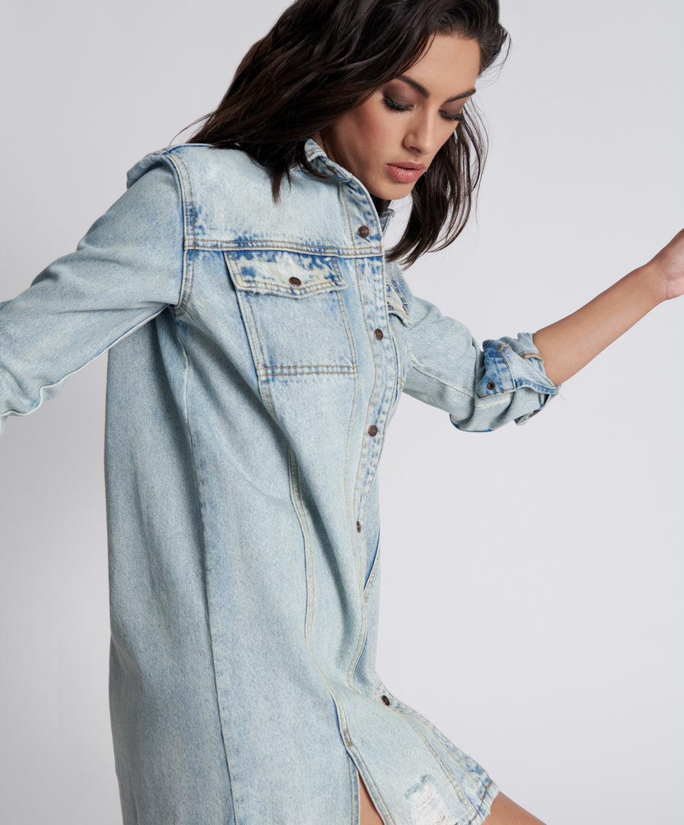 Kansas Blue Trucker Shirt Dress One Teaspoon