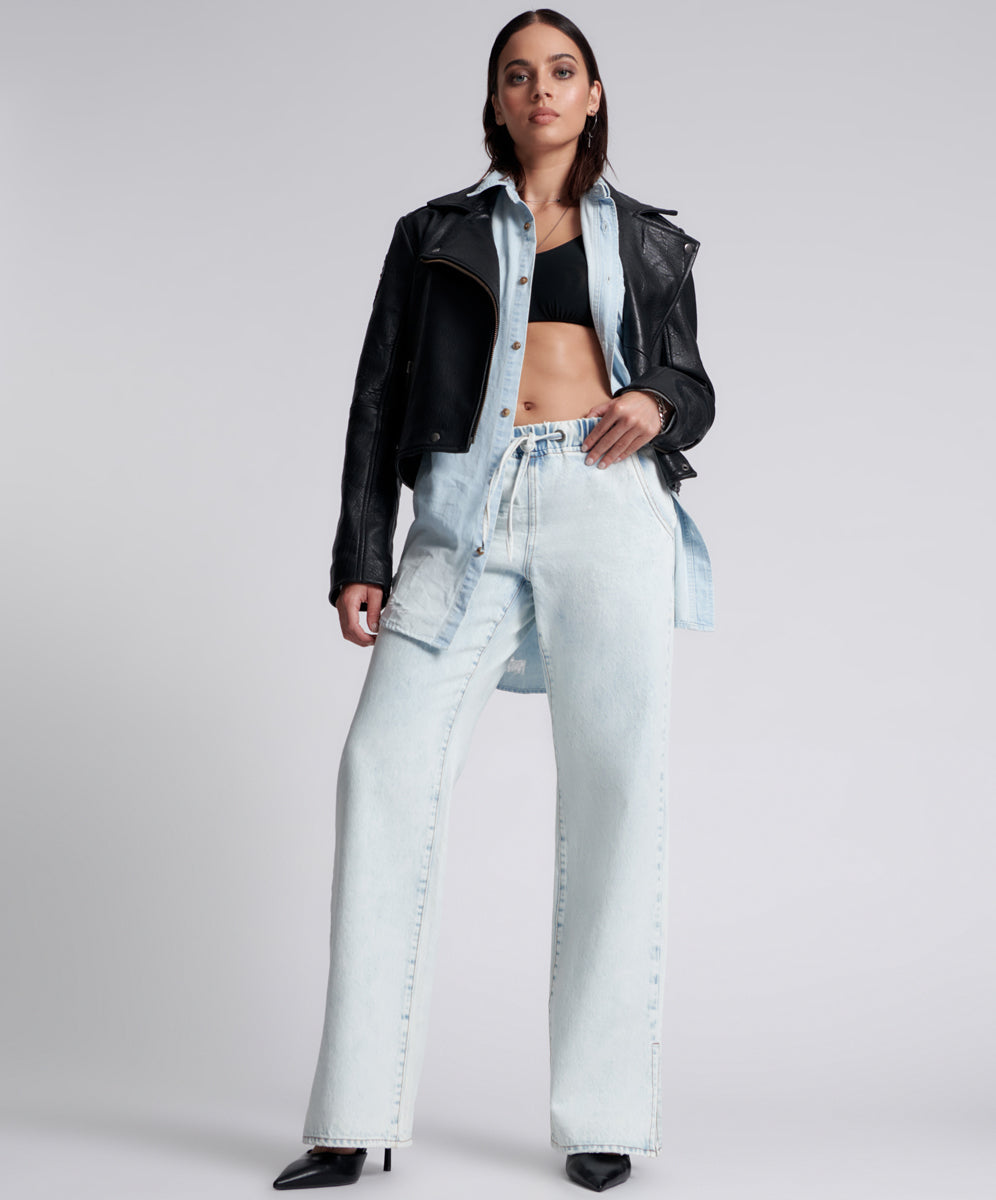 Last Stock Roadhouse Wide Leg Drawstring Denim Jeans - Florence