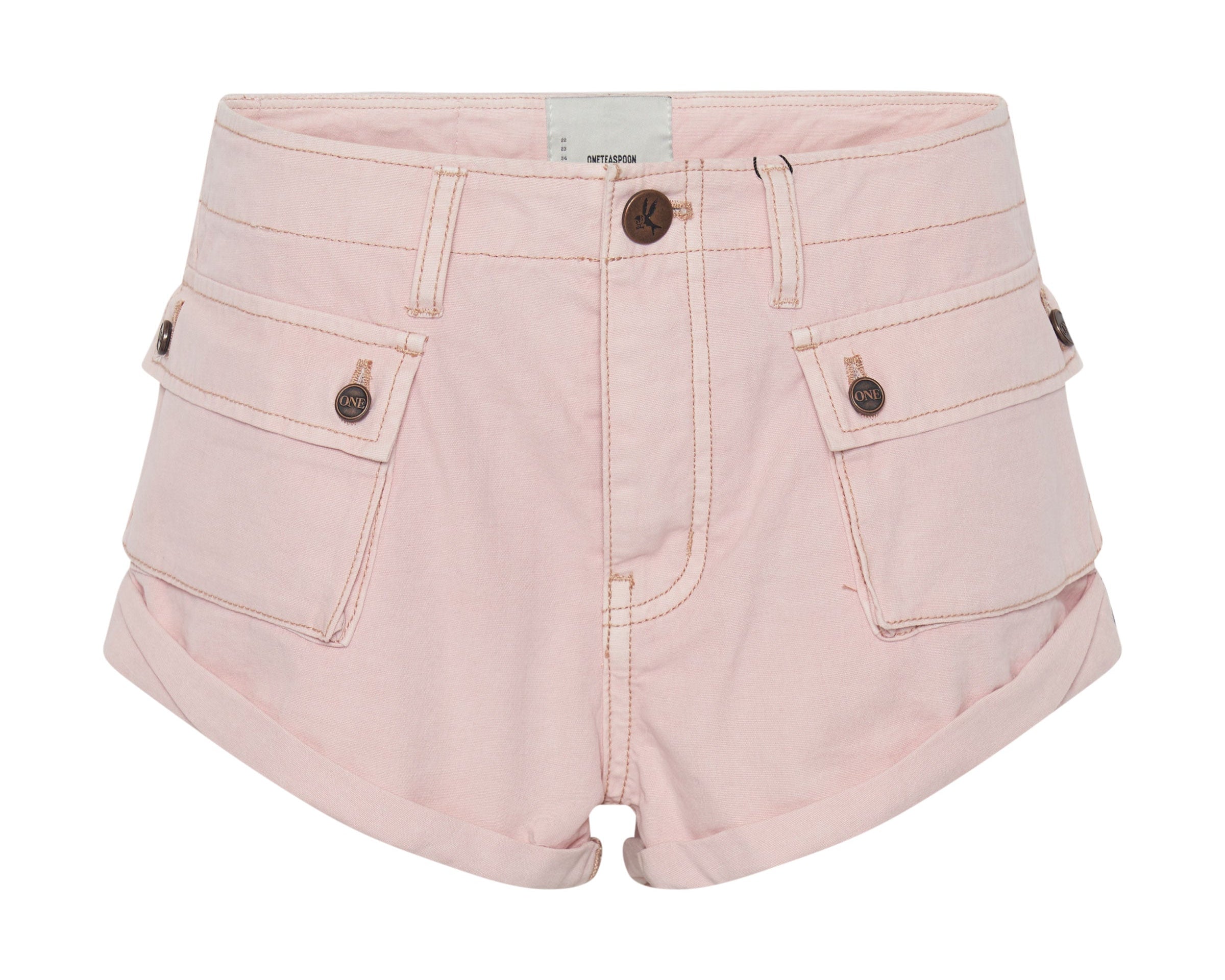 Cadet Bandits Low Waist Denim Shorts - Blush Pink