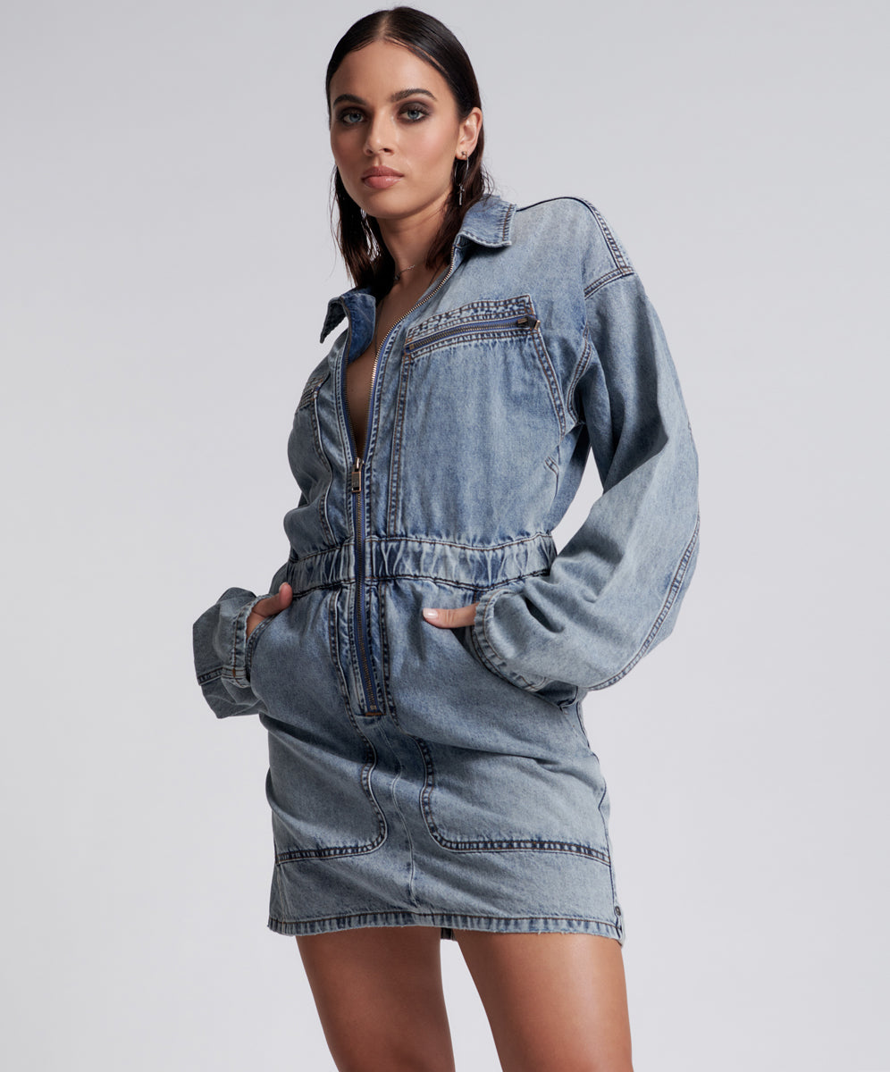 Products Denim Olivia Dress - Blue Blossom