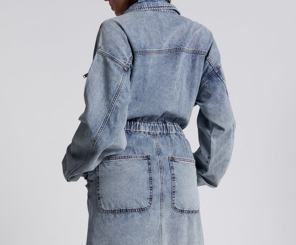 Denim Olivia Dress - Blue Blossom