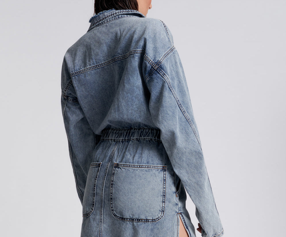 Denim Olivia Dress - Blue Blossom