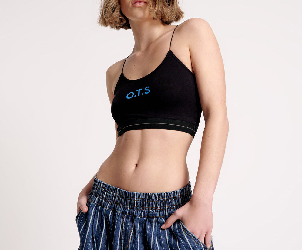 O.T.S Boxer Crop Top - Black