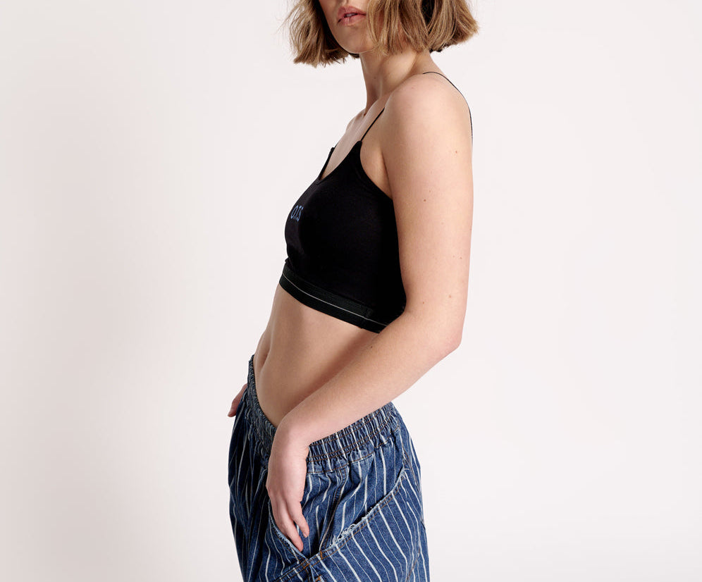 O.T.S Boxer Crop Top - Black