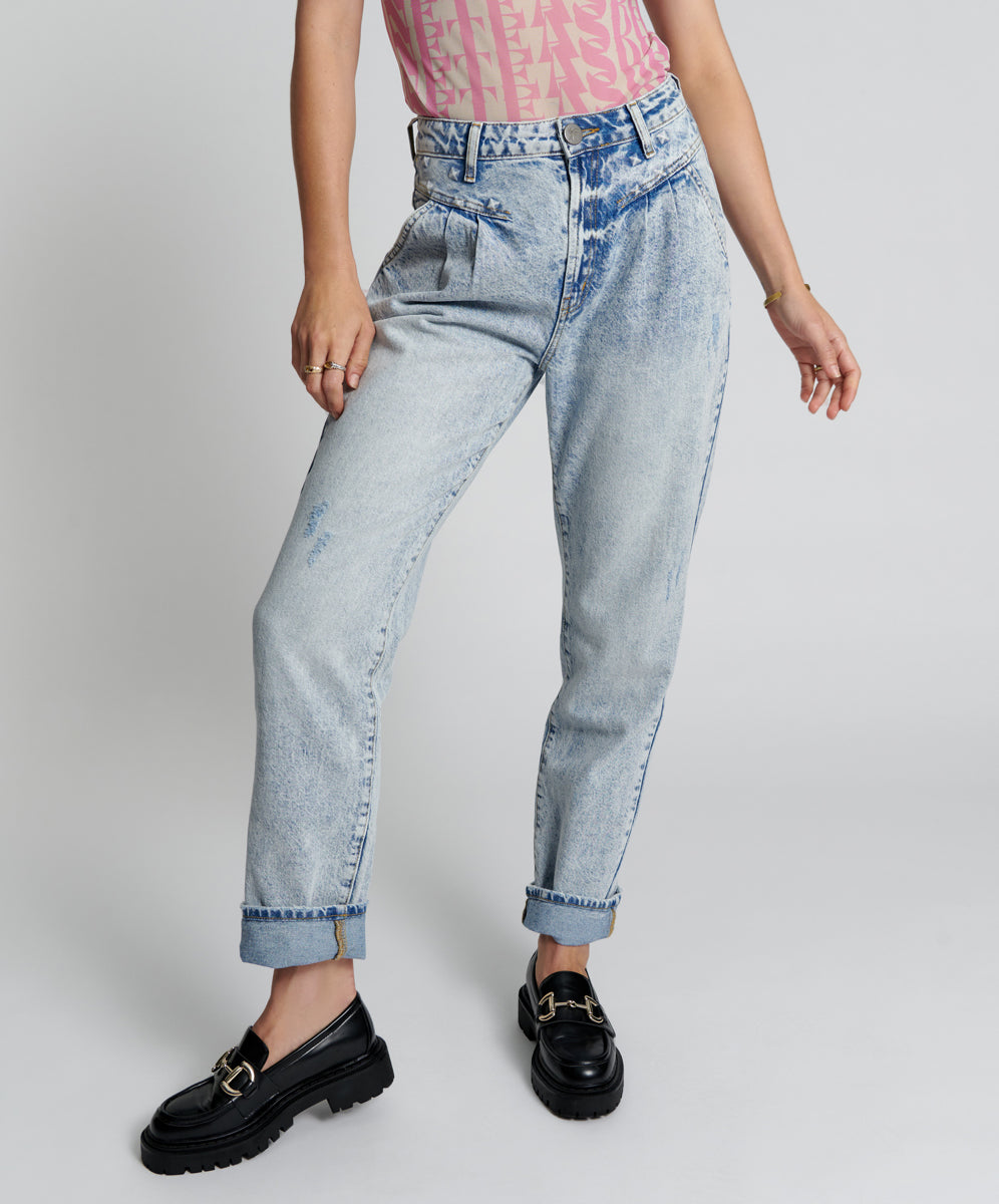 Last Stock Streetwalkers High Waist Straight Leg Trouser Denim Jeans - Rivet