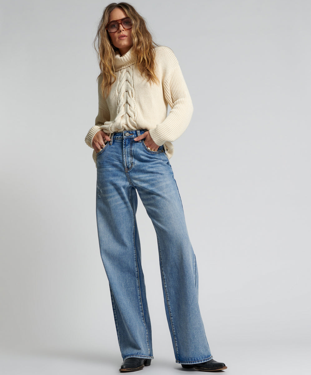 Products BERLIN BLUE JACKSON MID WAIST WIDE LEG JEANS