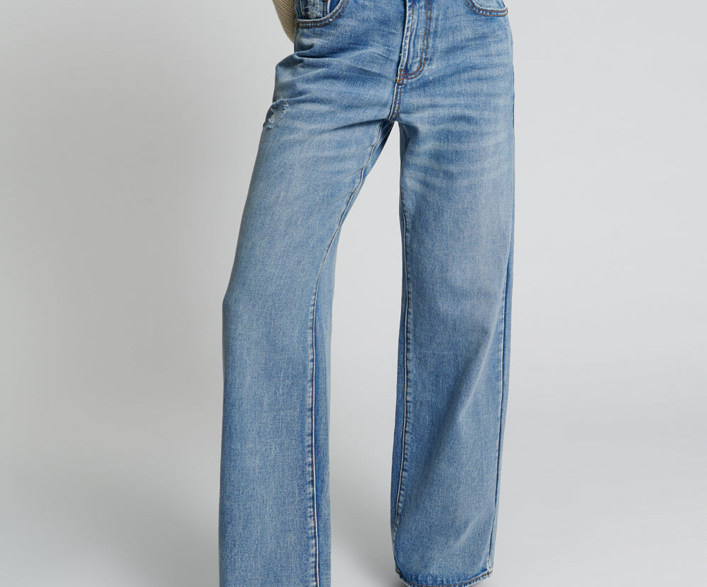 BERLIN BLUE JACKSON MID WAIST WIDE LEG JEANS