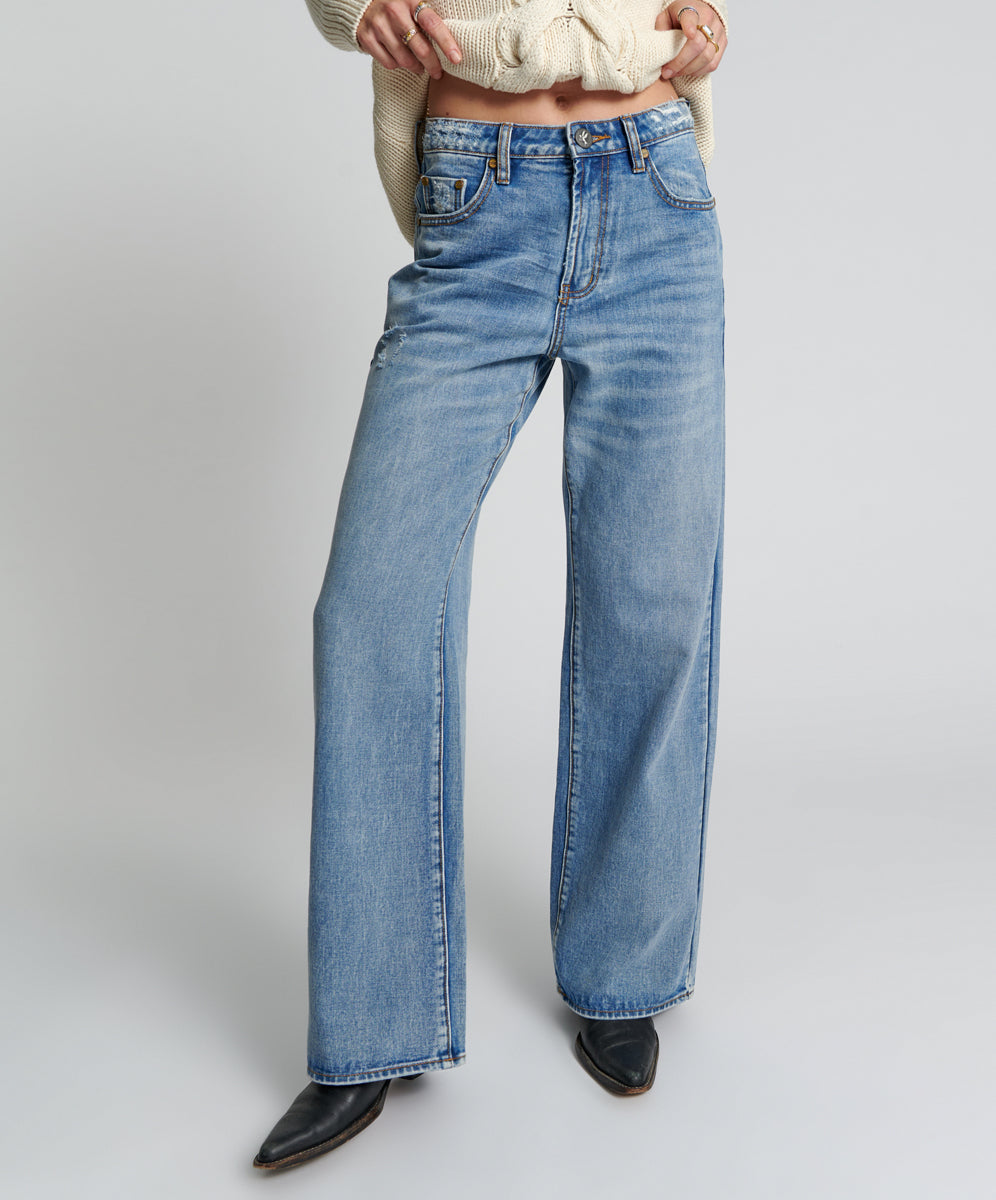 Products BERLIN BLUE JACKSON MID WAIST WIDE LEG JEANS
