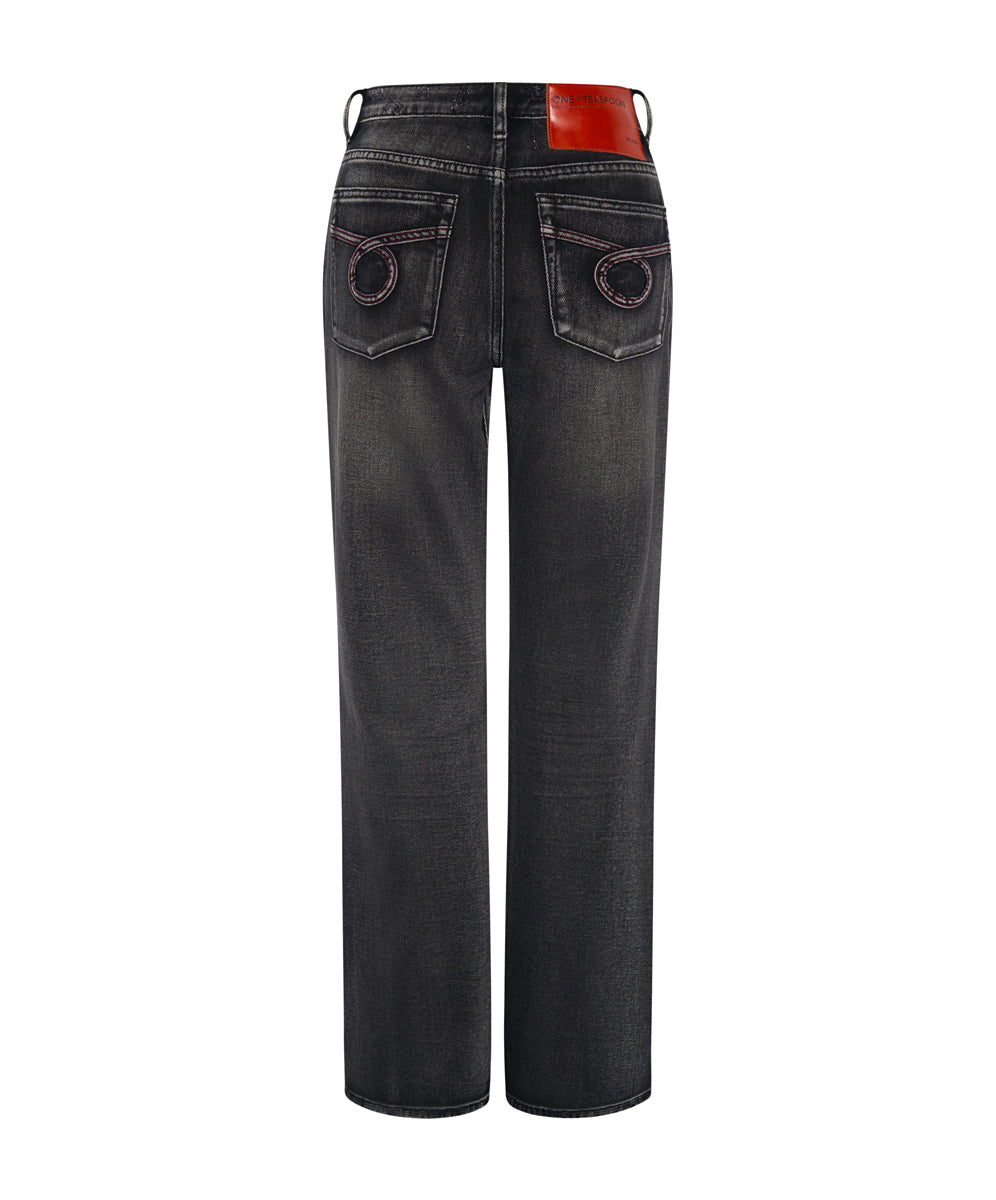 パンツ black bootcut flare denim opium y2k opium flare black denim pants stripe - メルカリ