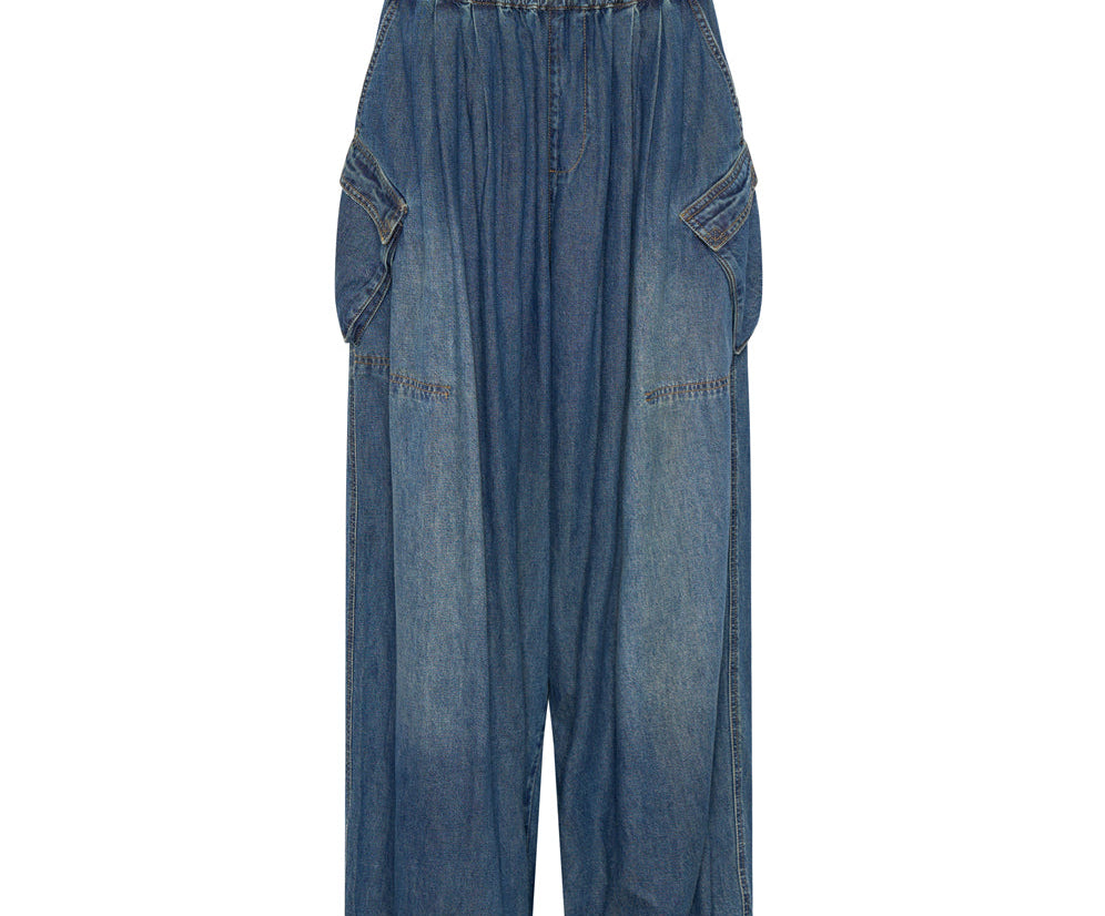 USED BLUE DENIM PARACHUTE PANTS