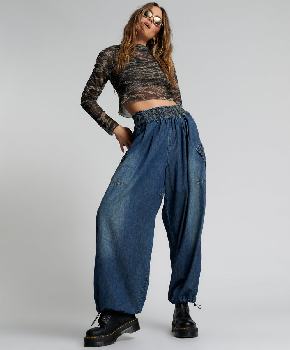 Products Parachute Denim Pants - Used Blue
