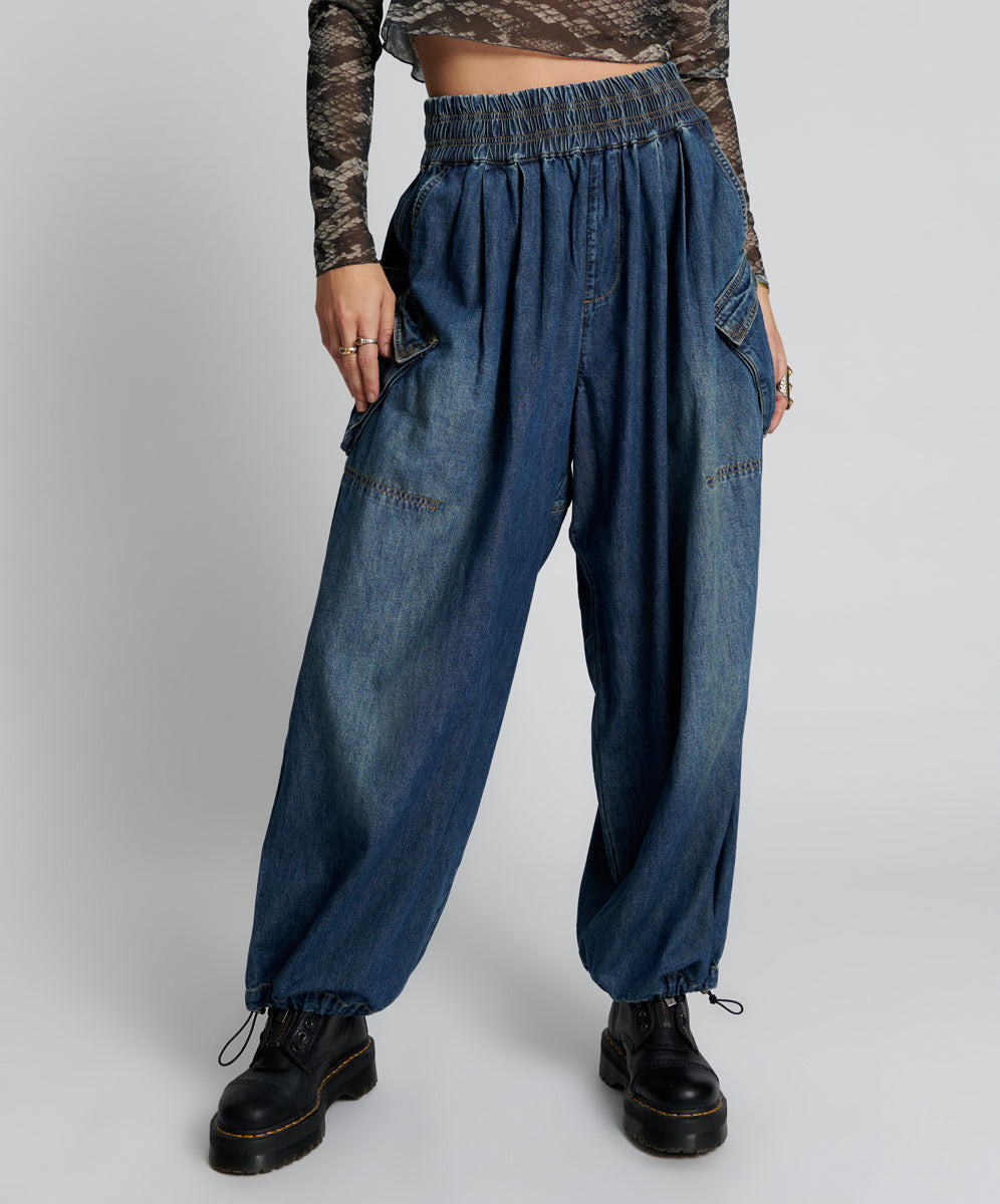 Products Parachute Denim Pants - Used Blue