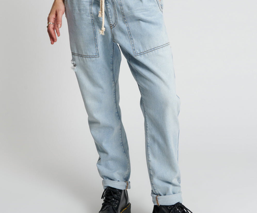 CASANOVA SHABBIES DRAWSTRING BOYFRIEND JEANS