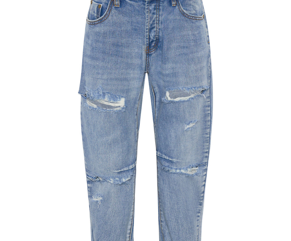 Saints Low Waist Boyfriend Denim Jeans - Berlin Blue